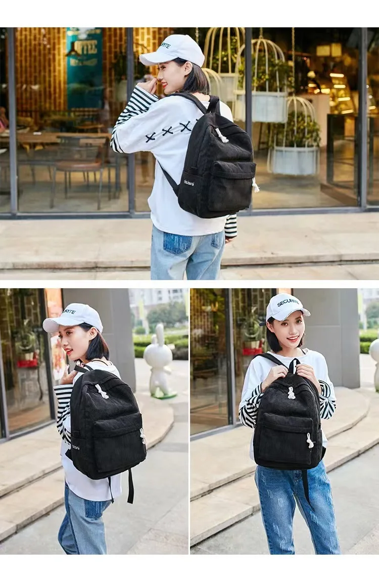 Cord-Rucksack, Academy Fashion Schultaschen für Mittelschule/Highschool und College, niedliche Quastendetail, vielseitige lässige Alltagstasche – Detail 7