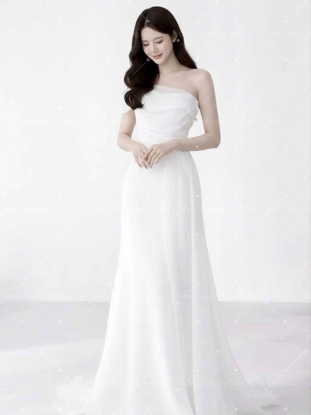 OLOEY One Shoulder Korea Wedding Dresses Strapless Organza A Line Bridal Gown Elegant Long Women Photo Shoot Customized 2026