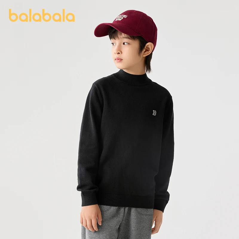 

Вязаный свитер Balabala с высоким воротом, пуловер для мальчиков и девочек, осенне-зимний базовый слой для холодной погоды