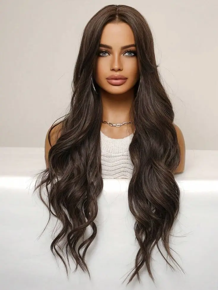 

Body Wave Afro Black Women Darkest Brown Synthetic Lace Front Wigs Easy Wear High Temperature Fiber Long Last Synthetic Lace Wig