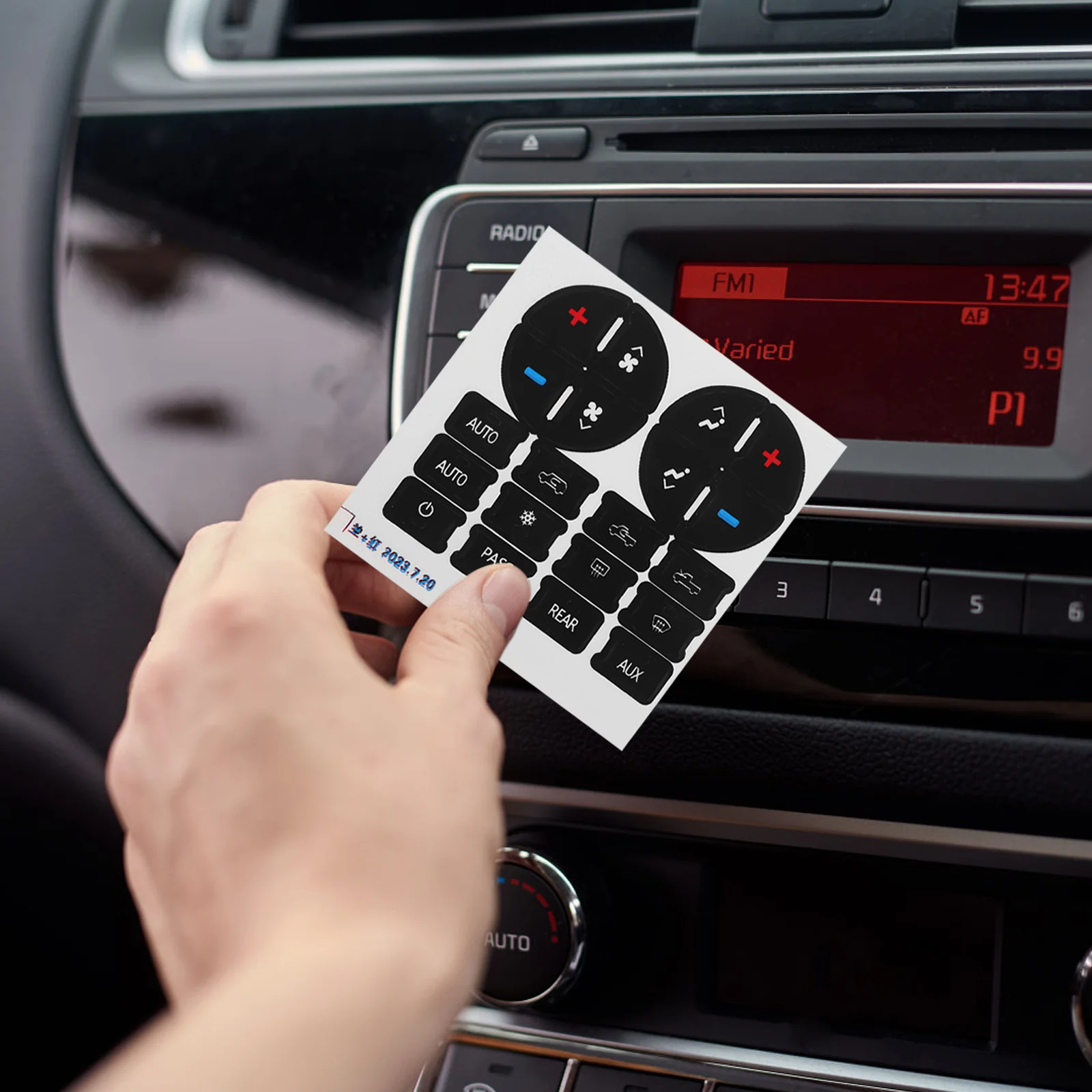 

2Pcs Car Dash Button Decal Stickers PVC Material Fade Resistant Easy Installation Interior Upgrade Dash Button Decals