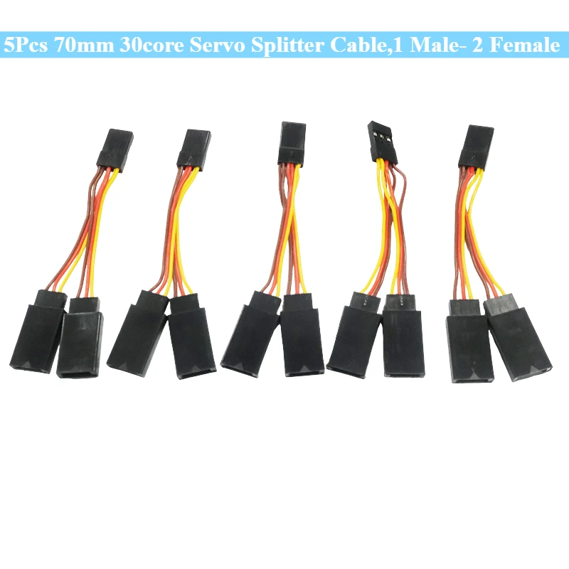 5Pcs 70mm 30-core Servo Splitter Cable,1 Male To 2 Female JR Style Servo Y Harness Cables Extension Lead Wire for RC Car Drone