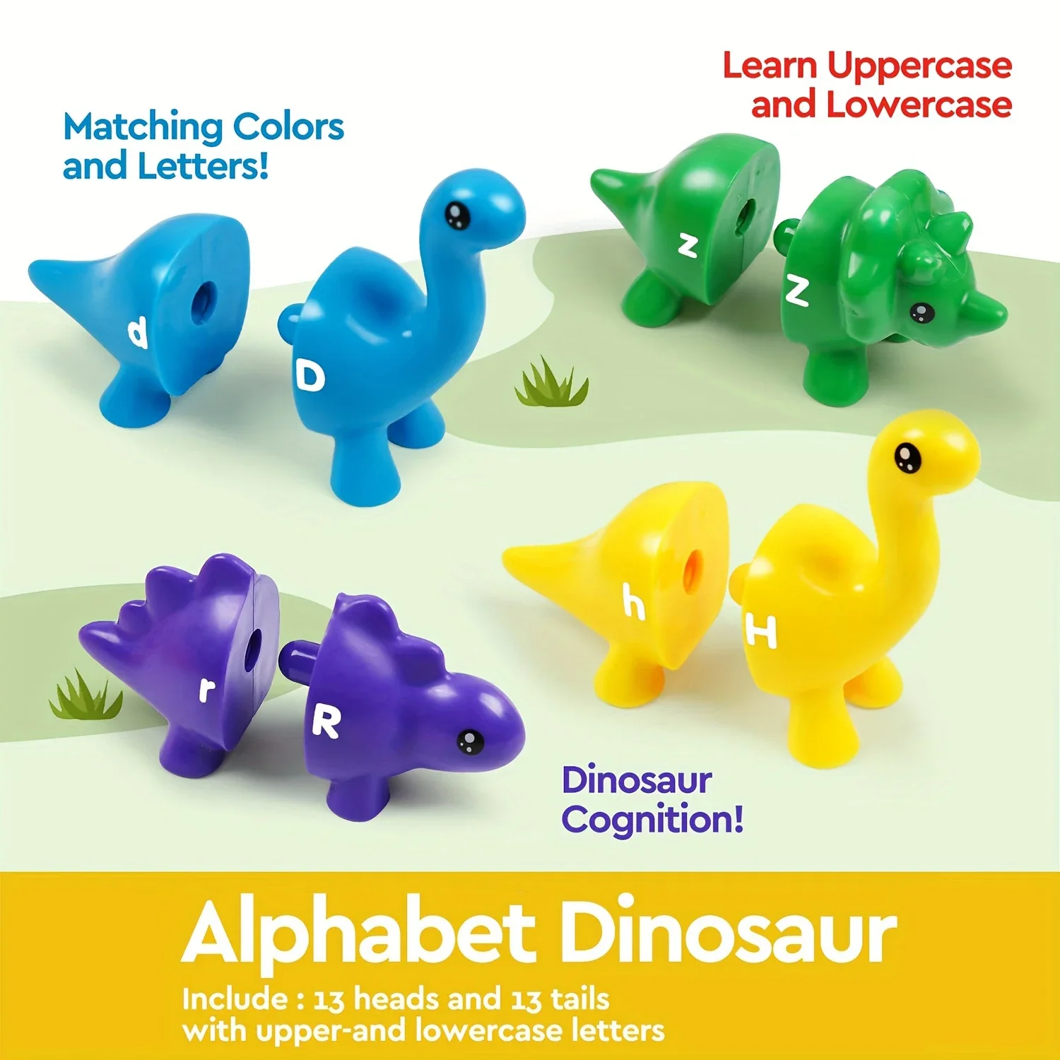 Dinosaurus Matching Game Alfabet Matching / Nummer Montessori Speelgoed voor kinderen Leren Kleuren Cijfers Letters