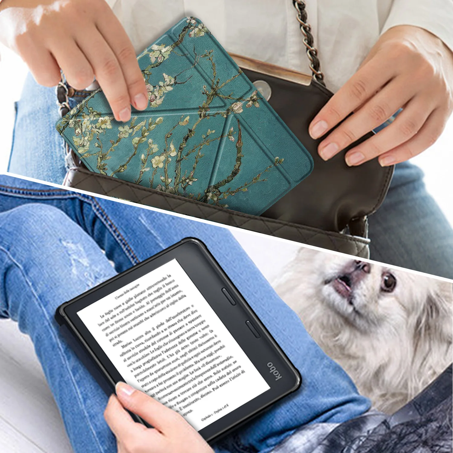 For Kobo Libra Colour 2024 7 inch N428 Origami PU Leather Case