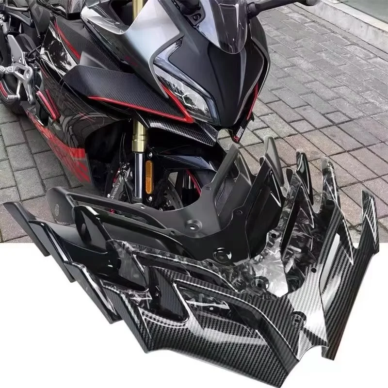 For CFMOTO 450SR Motorcycle Front Lip Spoiler, ABS Air Deflector with Carbon Fiber Look, Aerodynamic Stability Enhancement ﻿