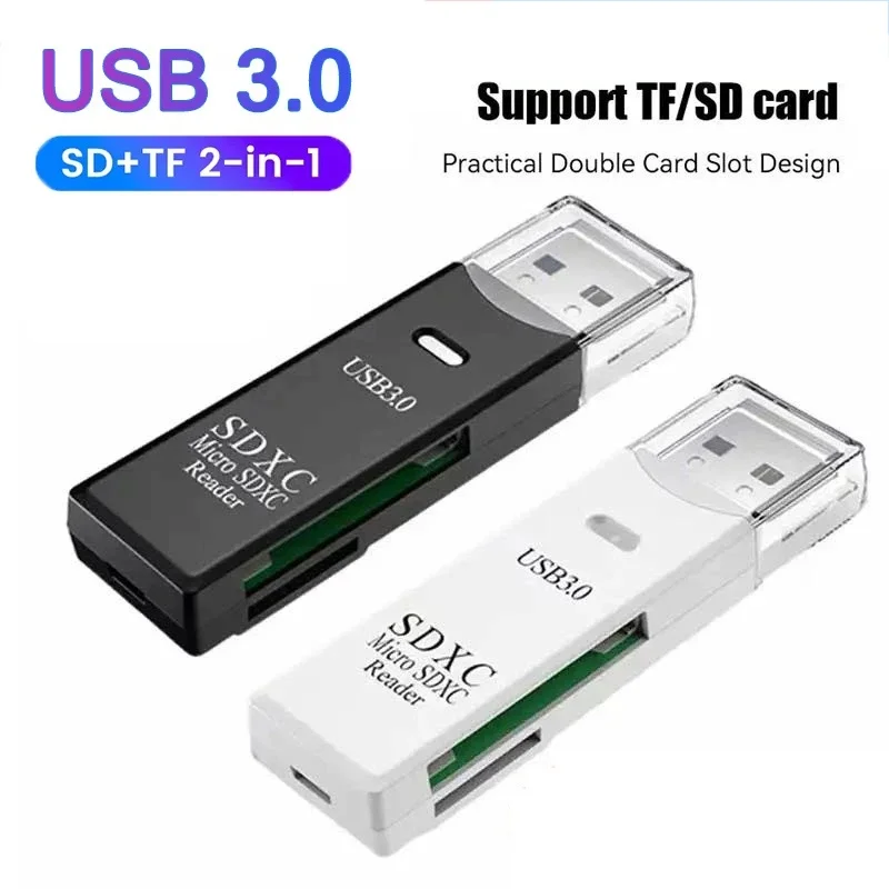 2-In-1 Multi Functional USB 3.0 Card Reader Micro SD TF Memory Card Reader USB Flash Drive Card Reader Adapter For Laptop Camera