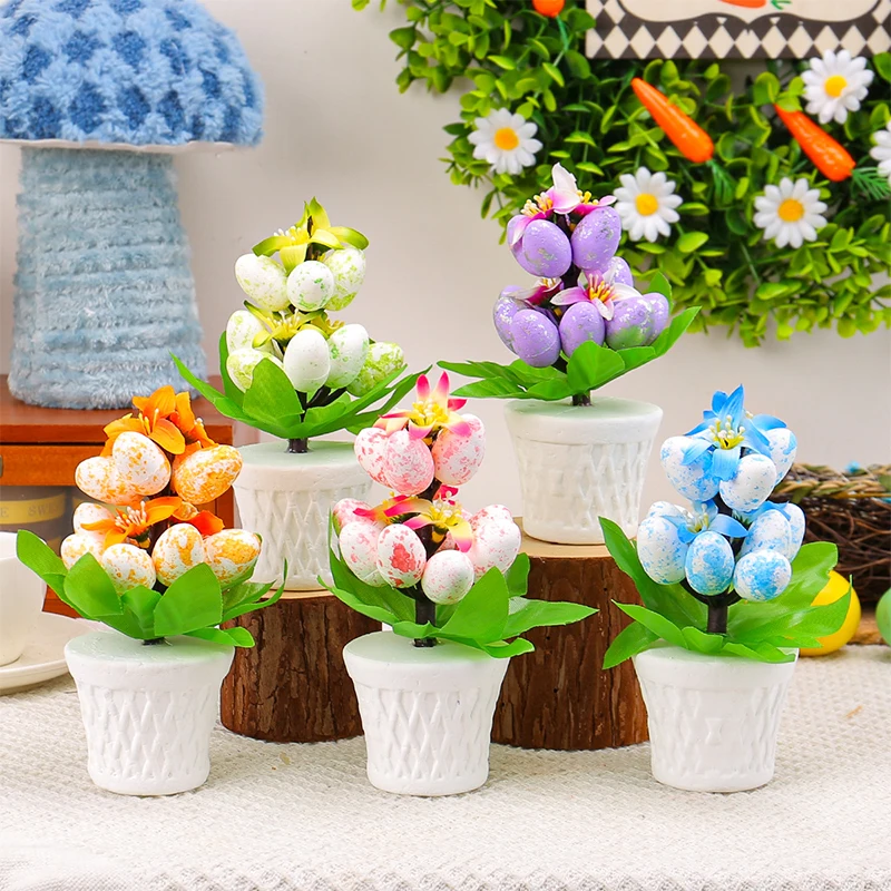 Festival Home Decoration Foam Easter Egg Branch Bouquet Plant Colorful Painting Artificial Spotted Easter Egg Tree