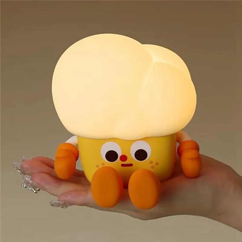 Kit Set Lampu Malam Popcorn Lampu Malam Licin LED, Lampu Baru Popcorn Kit Lampu Sentuh Isi Ulang 3 Tingkat Lampu Malam Dapat Diredupkan