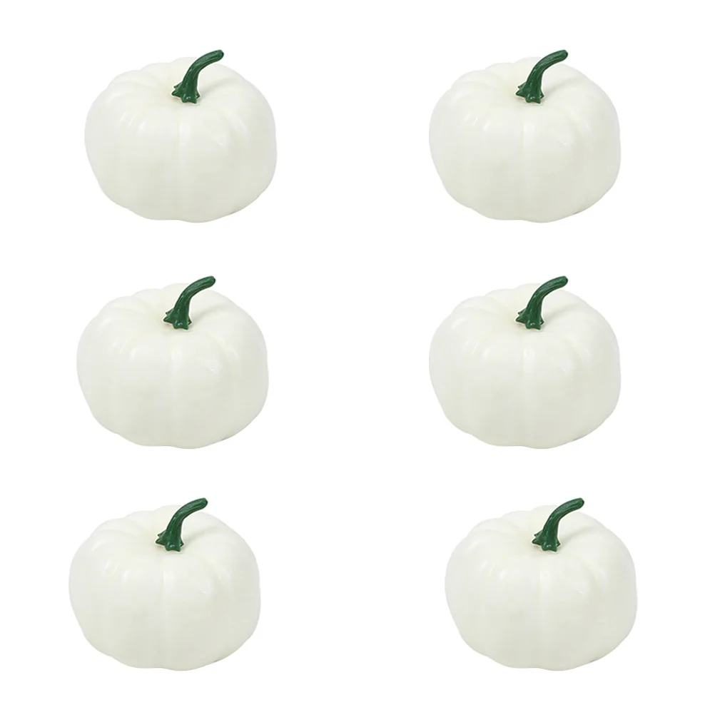 

6pcs 4.5Cm Simulation White Pumpkin Artificial Fall Decorative Props For Halloween Thanksgiving Wedding Table Party Supplies