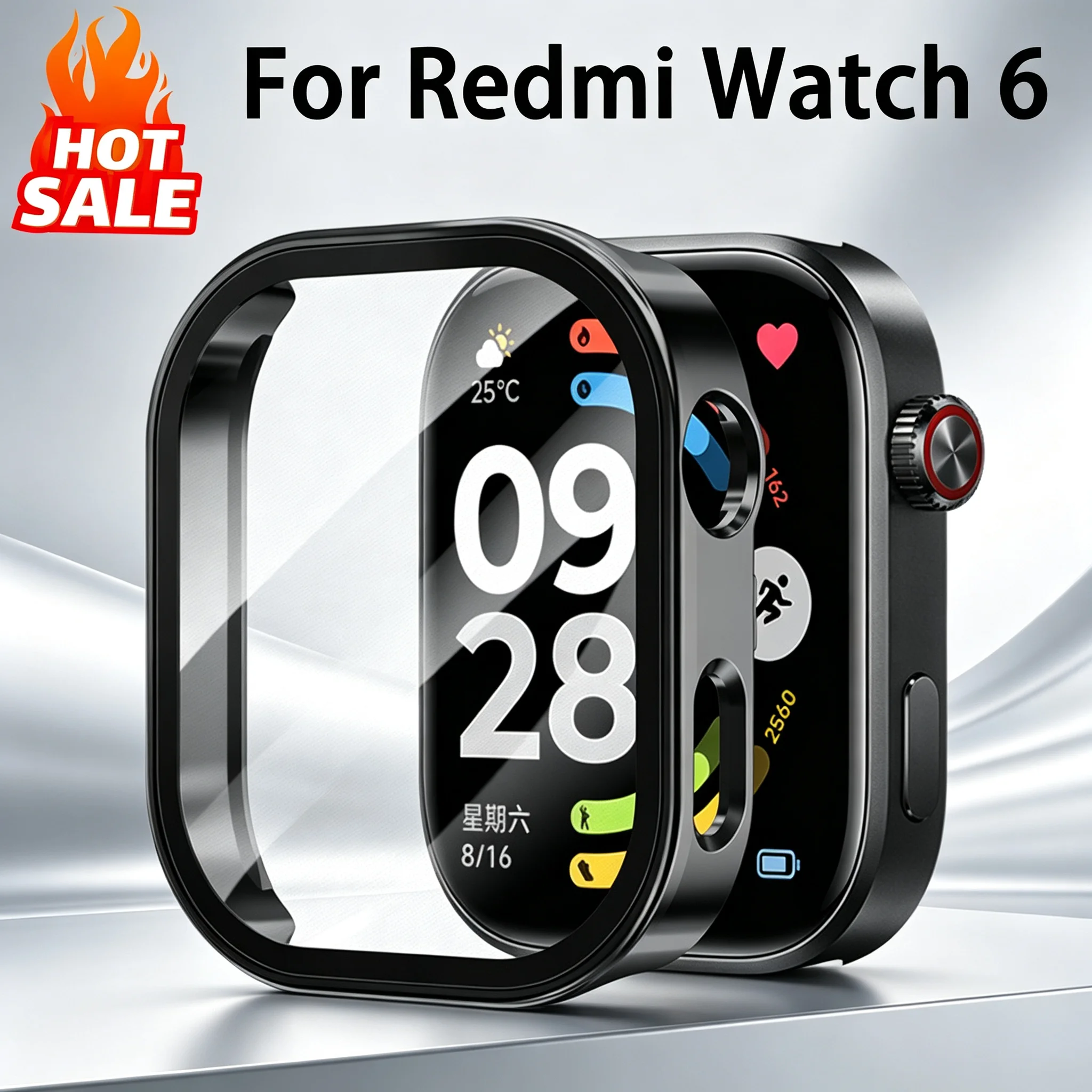 Case+Glass for Xiaomi Redmi Watch 6 Screen Protector Tempered Bumper Protection Protective Shell Redmi Watch 6 Cover Accessories