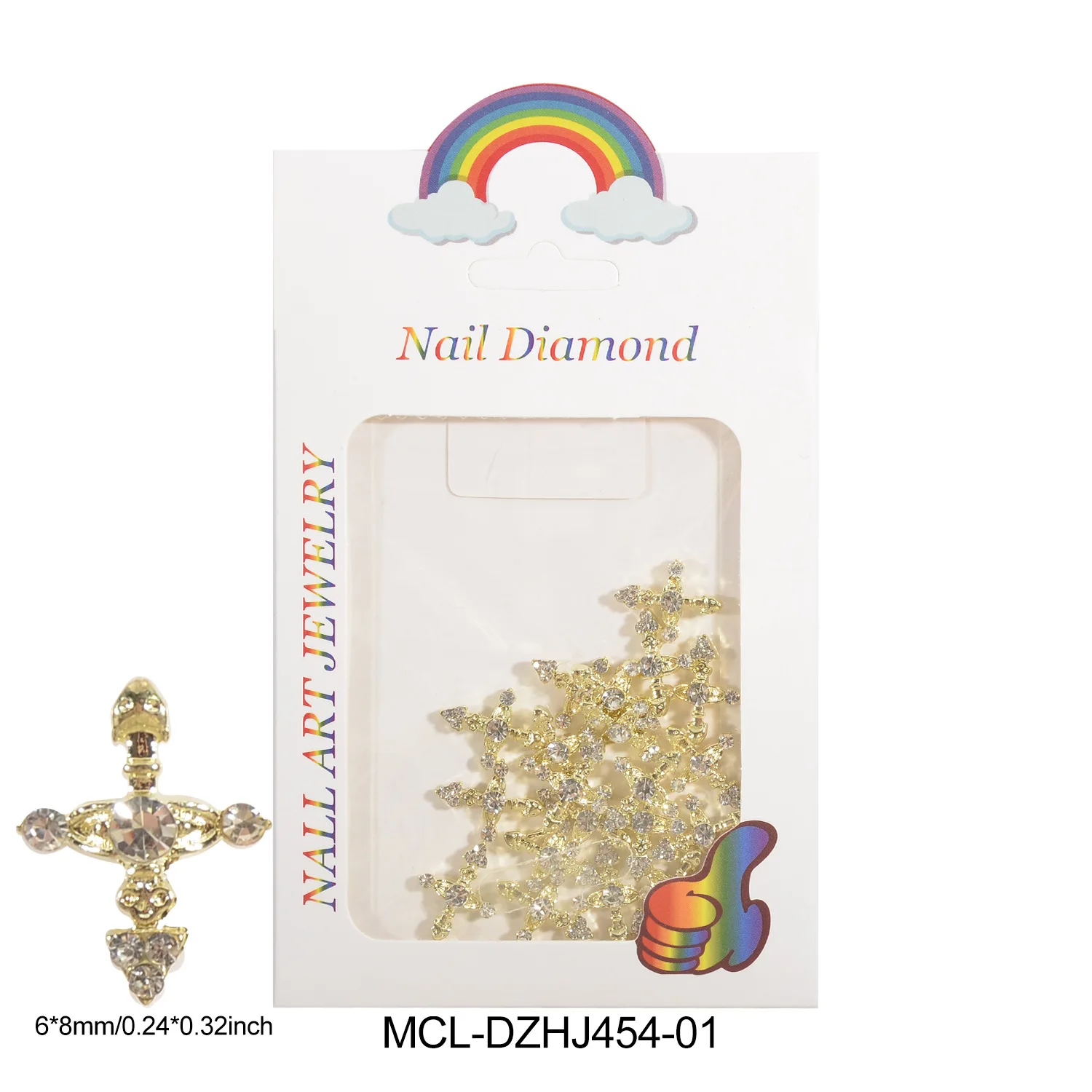 Fashionable Punk-style Nail Decoration with 20pcs Alloy Rhinestone Cross Nail Jewelry 3D Nail Accessories