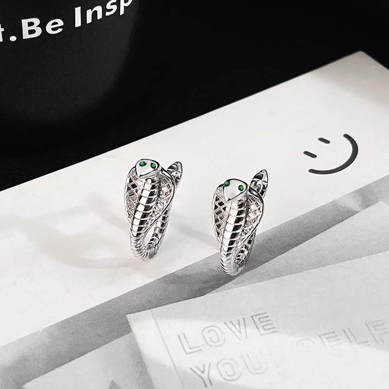 925 Sterling Silver Cobra Snake ​Stud Earrings For Woman Wedding Luxury Jewelry Wholesale Accessories Argent 925 Jewellery