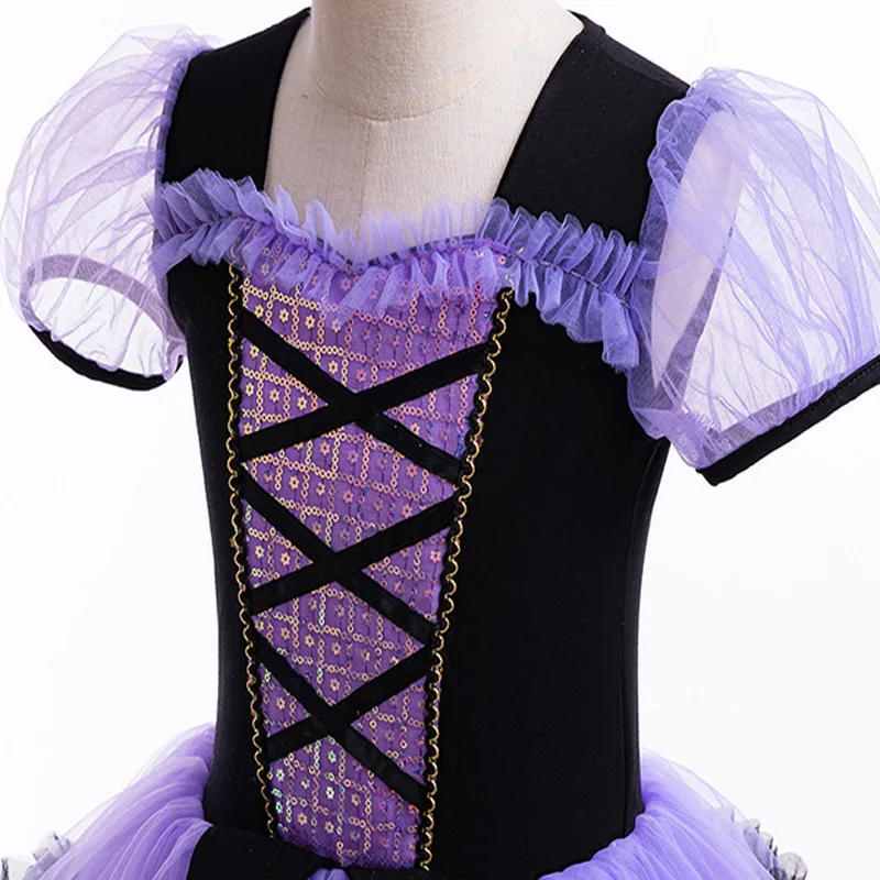 2025 Disney Summer Breathable Washable Girls Cosplay Purple Short Sleeve Kulomi Ballet Dance Clothes + Accessories Set 100-140CM