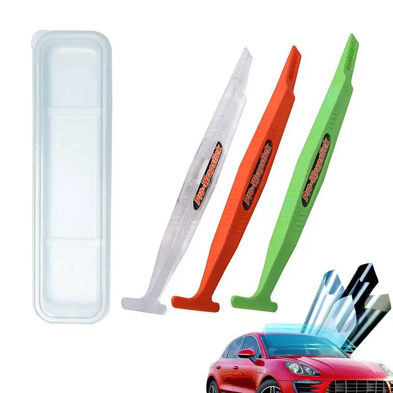 3-Piece Car Wrap Window Tint Tool Kit Wrapstick Mini Squeegee Set Car Film Wrapping Curves Slot Tint Scraper Accessories