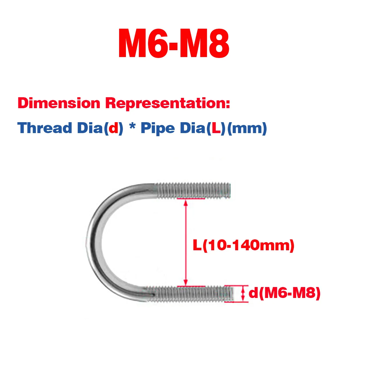 

304 SS U-Shaped Screw/Pipe Clamp/ Fixing Buckle, Nut, Flat/Spring Washer Set