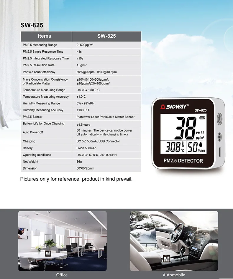 Desktop Air Quality Detector, PM2.5 Dust Particle Concentration Tester Indoor Air Particulate Matter Monitoring Equipment