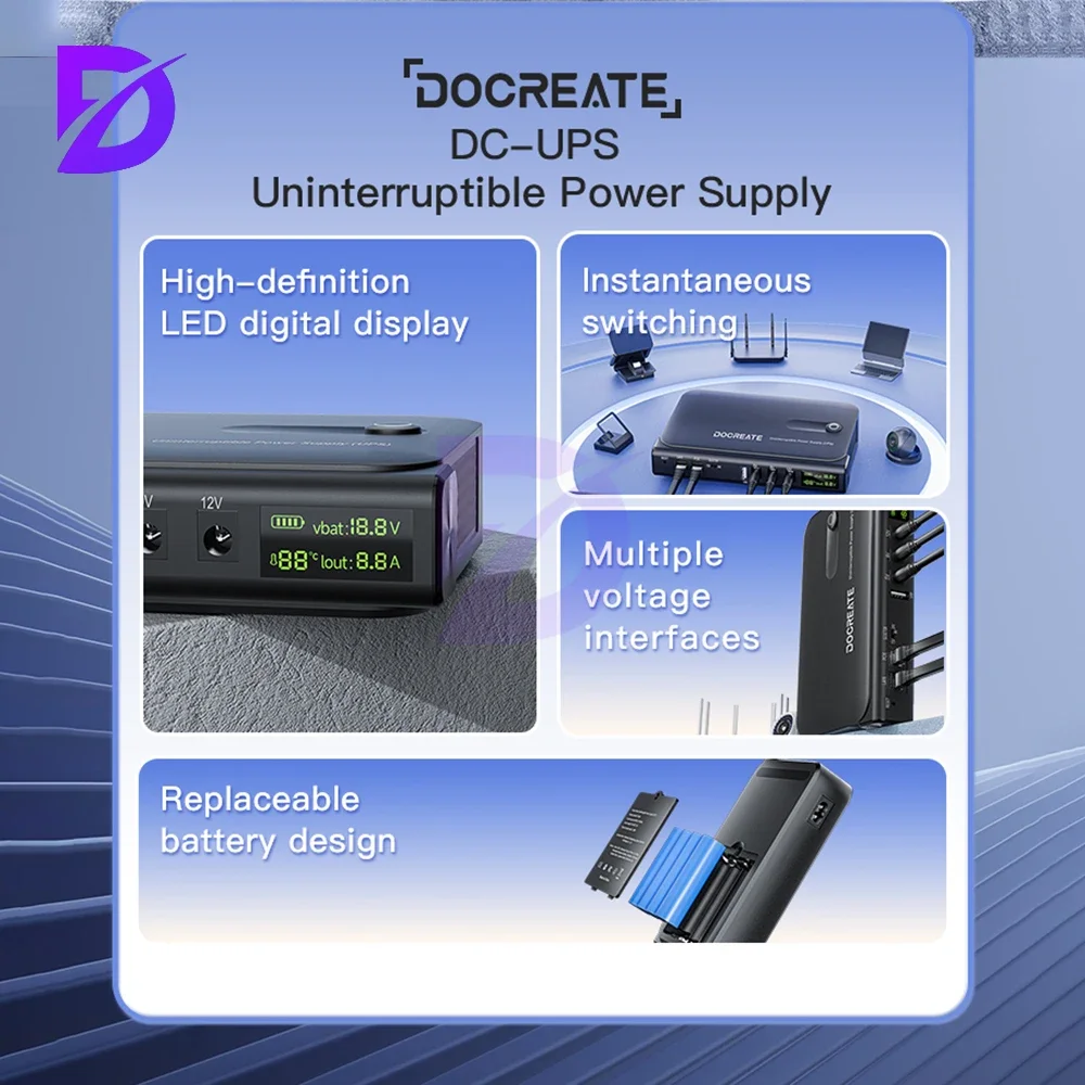 DC1036l 36W Digital UPS Uninterruptible Power Supply Anti Reverse 18650 Multi Specification Household Portable Router