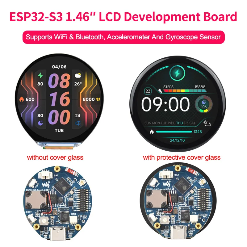 1.46 Inch Round Display ESP32-S3 412x412 Screen Development Board Supports WiFi & Bluetooth Accelerometer And Gyroscope Sensor
