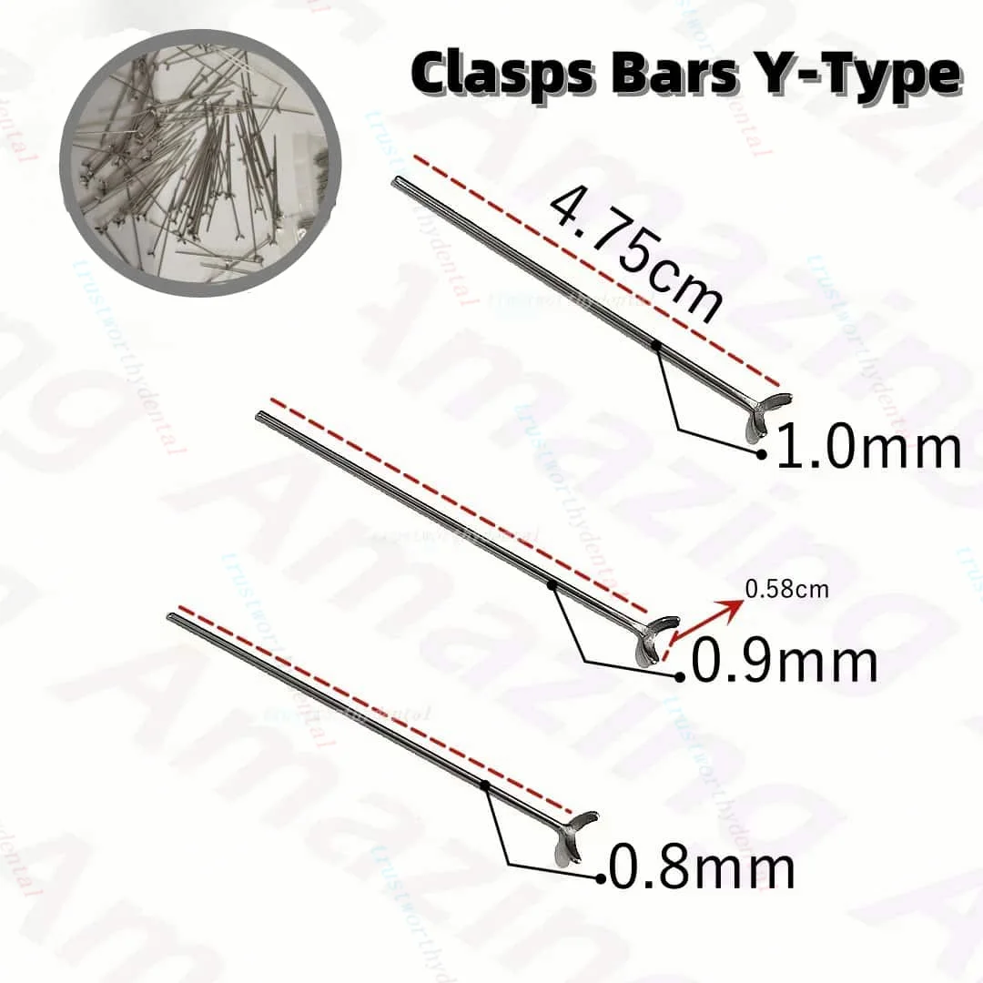 

100pcs Dental Ball Retainer J Clasp Oblique Clasps Bars 0.8mm 0.9mm 1.0mm Y-Type Scheu Style
