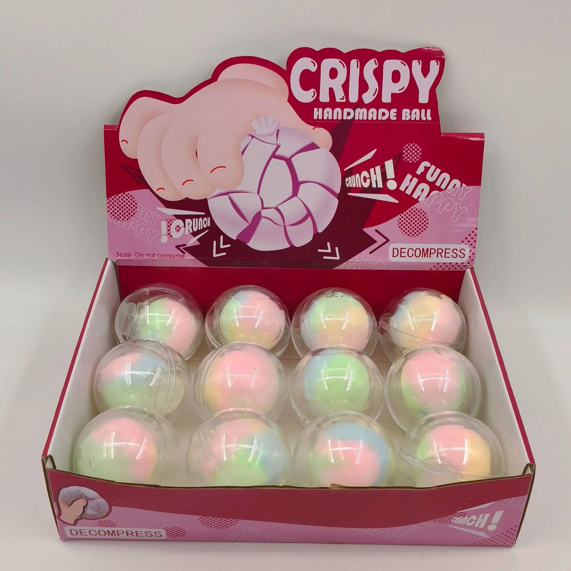 1/12PCS Crunchy Waxy Handmade Squishy Balls Rainbow Candy Donut Macaron Realistic Chocolate Stress Relief Fidget Squeeze Toy