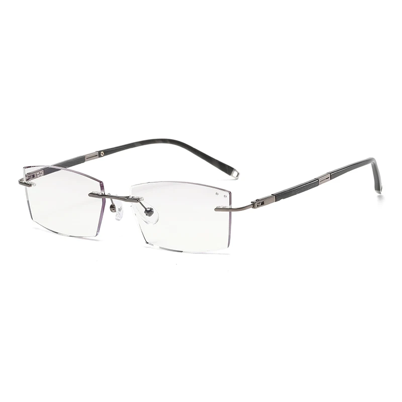 ZIROSAT Y063 Titanium Male Rimless Eyewear Diamond Trimmed Myopia Spectacle Frame Men Sunglasses Tint Lenses