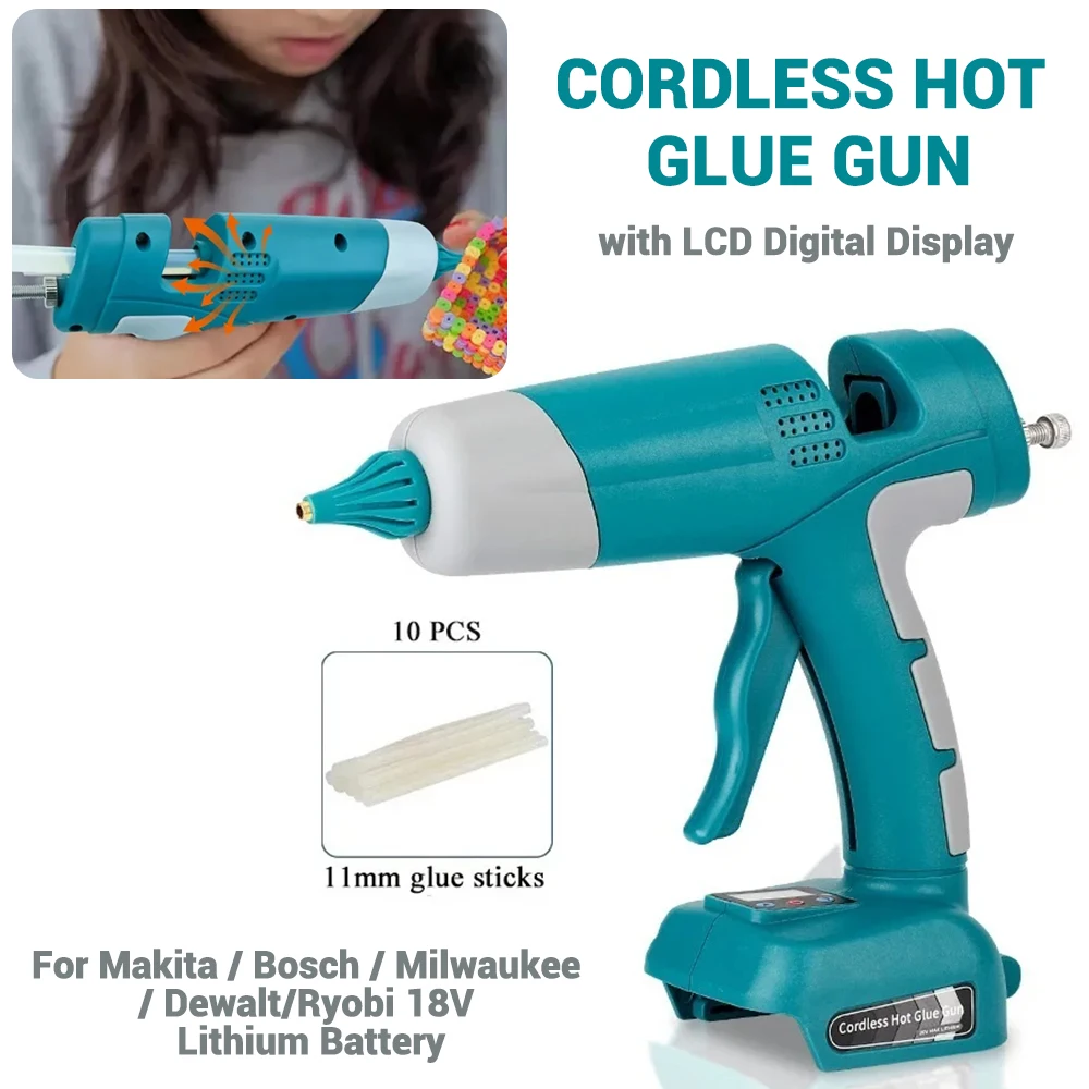 11mm Cordless Li-ion Hot Melt Glue Gun For Makita/Bosch/Milwaukee/Dewalt /Ryobi 18V Lithium Battery Electric Tools For Home DIY