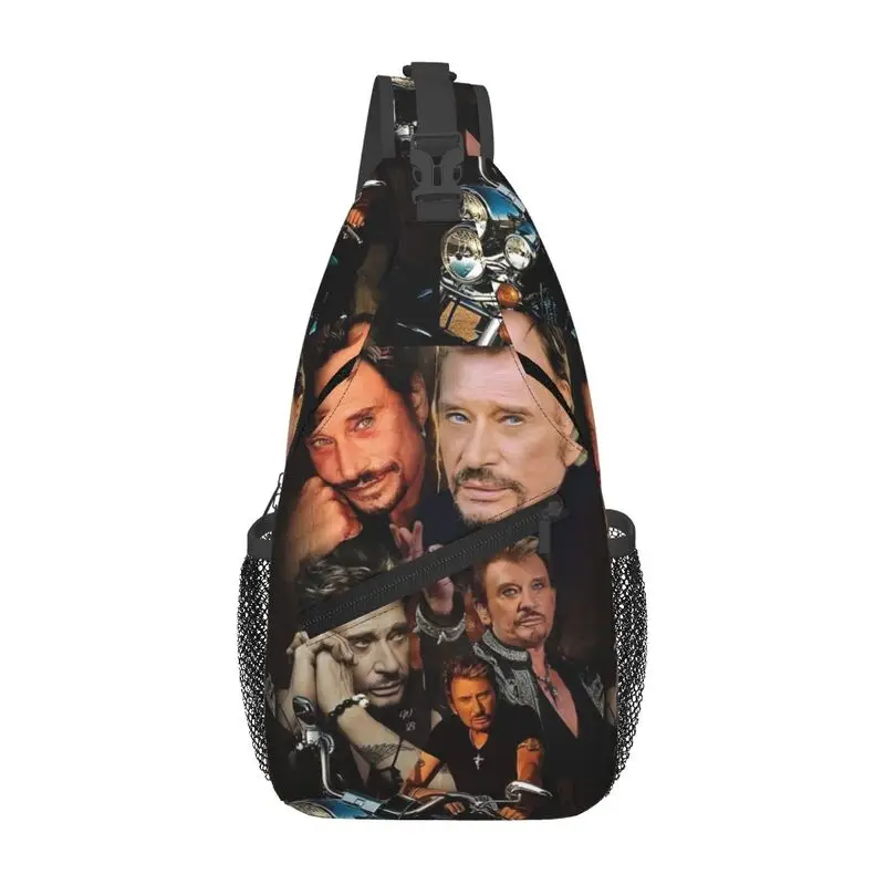 

Customized French Rock Legend Johnny Hallyday Sling Bags for Men Shoulder Chest Crossbody Backpack Cycling Camping Daypack