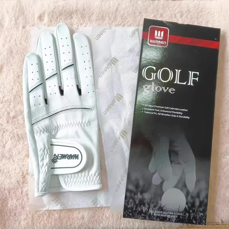 NEW Real Leather Golf Gloves for Men Imported Sheepskin White Soft Breathable Anti-slip Wear-Resistant GR002