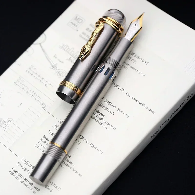 Limited Snake Year Majohn P137 Titanium Alloy Piston Fountain Pen Clip NO.6 Nib Snake Clip Business Student Writing Gift Box Set