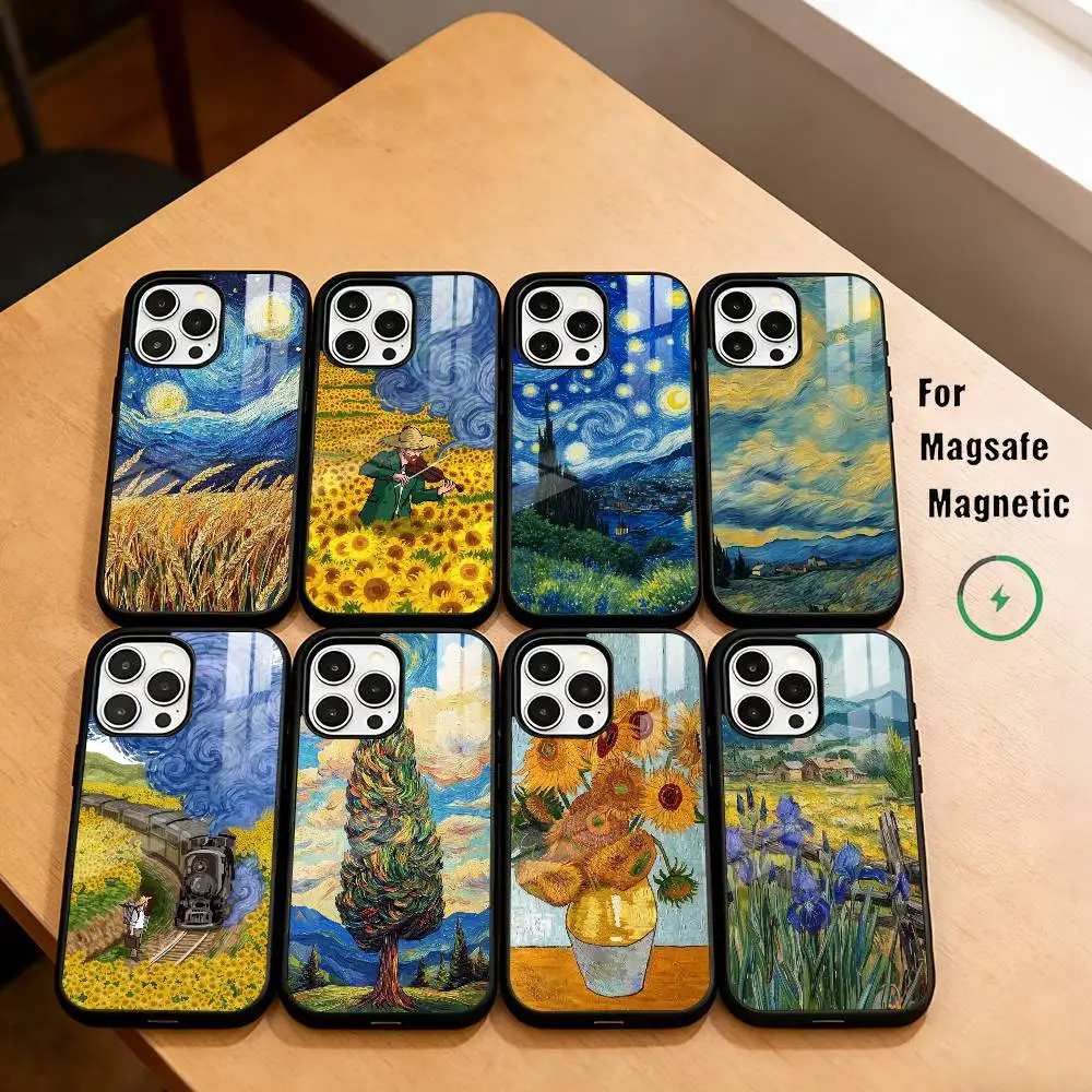 

V-Van Gogh's works Phone Case For iPhone17,16,15,14,13,12,11 Plus,Pro Magnetic with Magsafe Wireless Charging