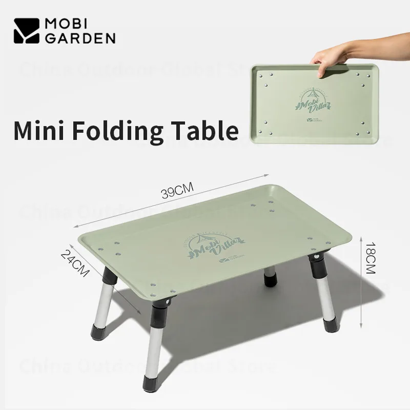 MOBI GARDEN 910g Ultralight Folding Table Camping Portable Mini Iron Tea Table Outdoor BBQ Storage Table Picnic Desk Bearing15kg