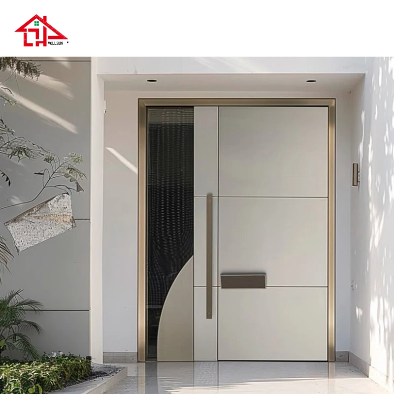 

Современная роскошная передняя дверь с декоративной стеклянной панелью, алюминиевая входная дверь индивидуального дизайна, внешняя входная дверь высокой безопасности