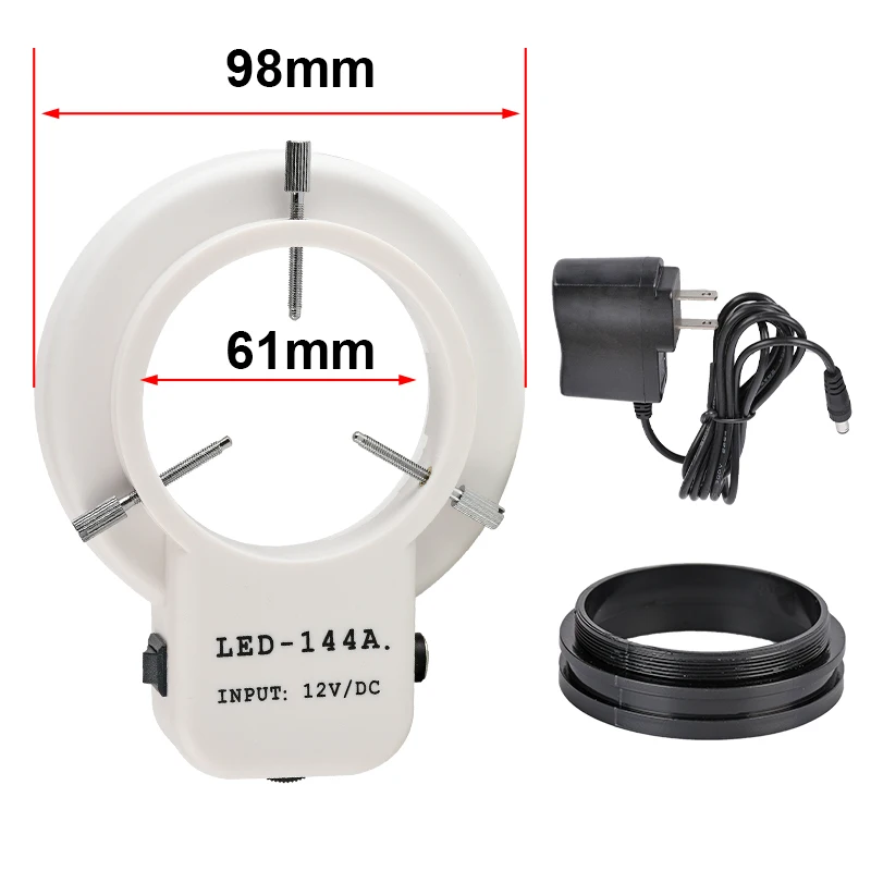 144 LED circular light sources with 61mm mounting interface and adjustable brightness for electron microscopy