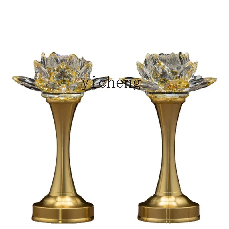 

Zf New Crystal Lotus Decorations Buddha Worship Hall Changming Electric Candle