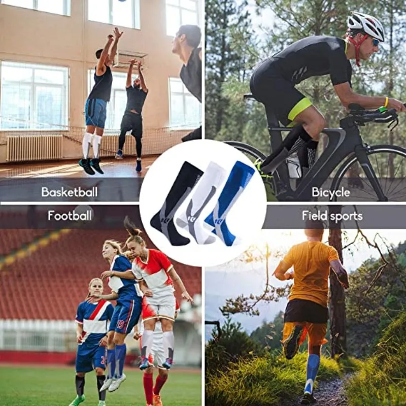 1/3 Paar Kompressionssocken Sportsocken Medizinische Pflegestrümpfe Verhindern Krampfadern Socken Schwangerschaft Stillen Sportlich Fußball – Detail 8
