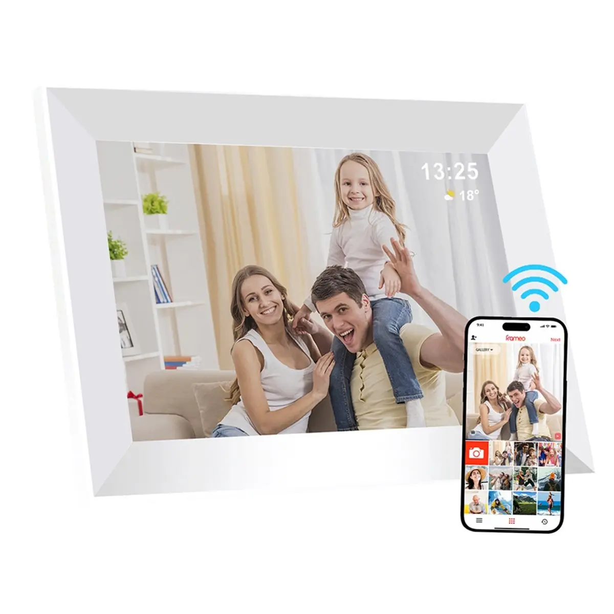 T19C Wifi Digital Photo Frame 10.1 Inch 32GB Smart Digital Snap Frame 1280x800 IPS HD Touch Screen Wall Mountable EU Plug