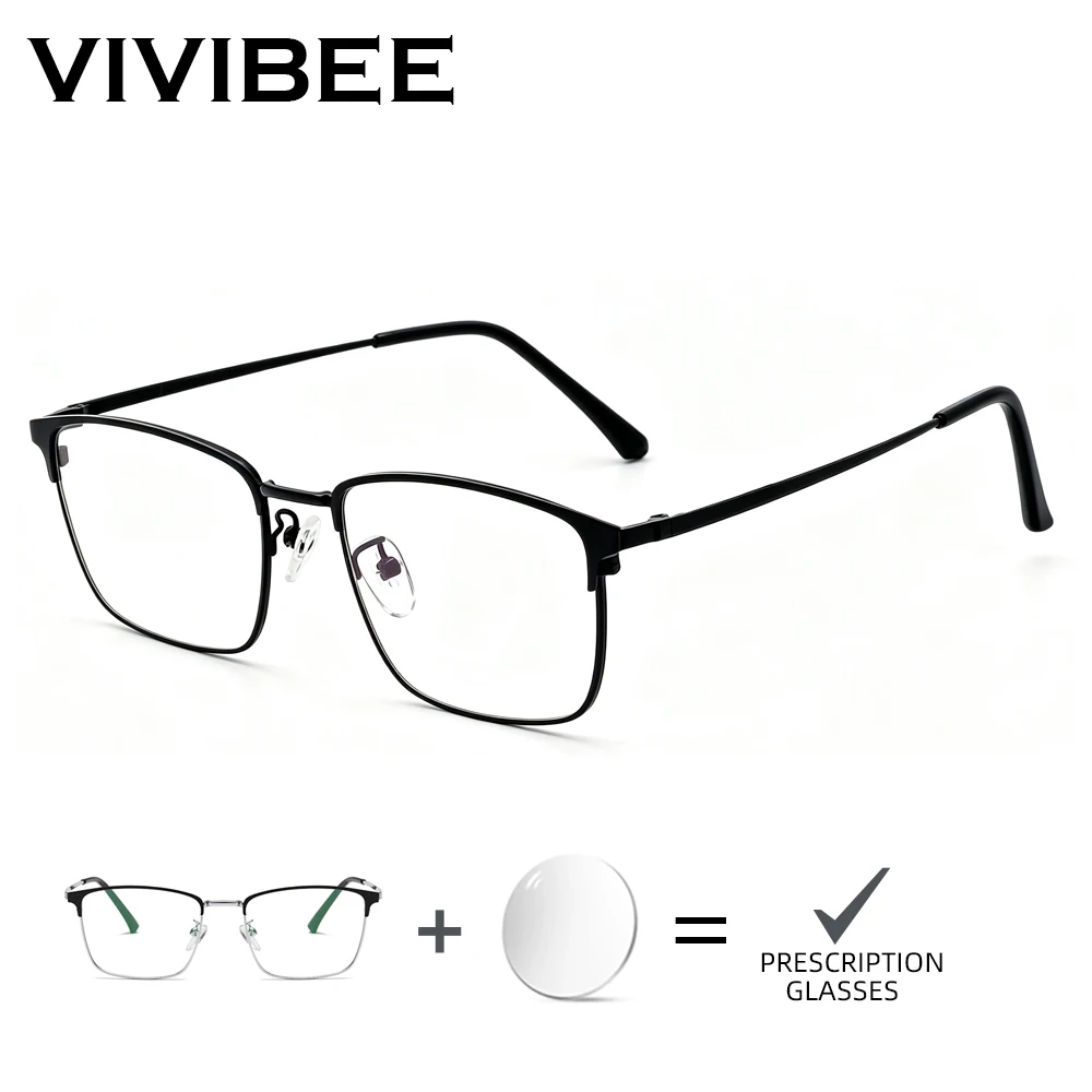 VIVIBEE Titanium Frame Customized Prescription Glasses Men Optical Eyeglasses Astigmatism Photochromic Business Myopia Eyewear