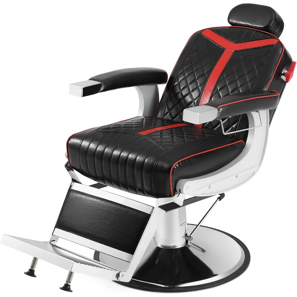 Barber Chair with Unique Backrest Lever Design, Heavy Duty Salon Chair for Barber Shops, Adjustable Reclining Hydraulic Chair