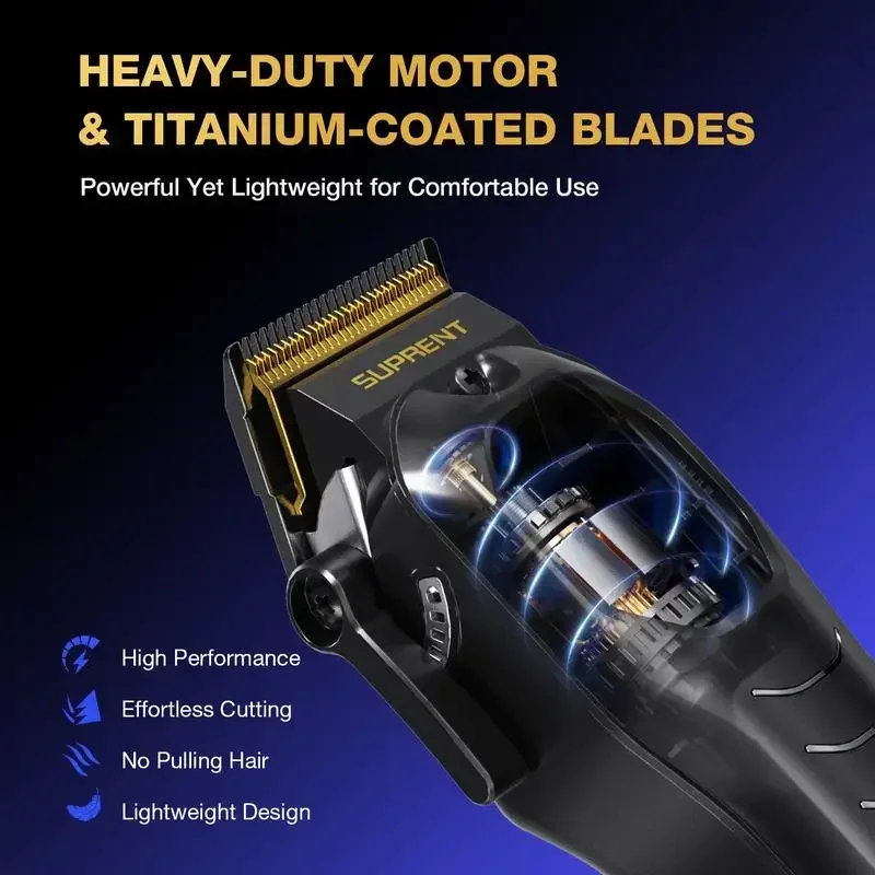 SUPRENT PRO The Black Scorpion- Professional Hair Clipper for Men-Rechargeable Heavy-Duty Motor Hair Cutting Kits with Display