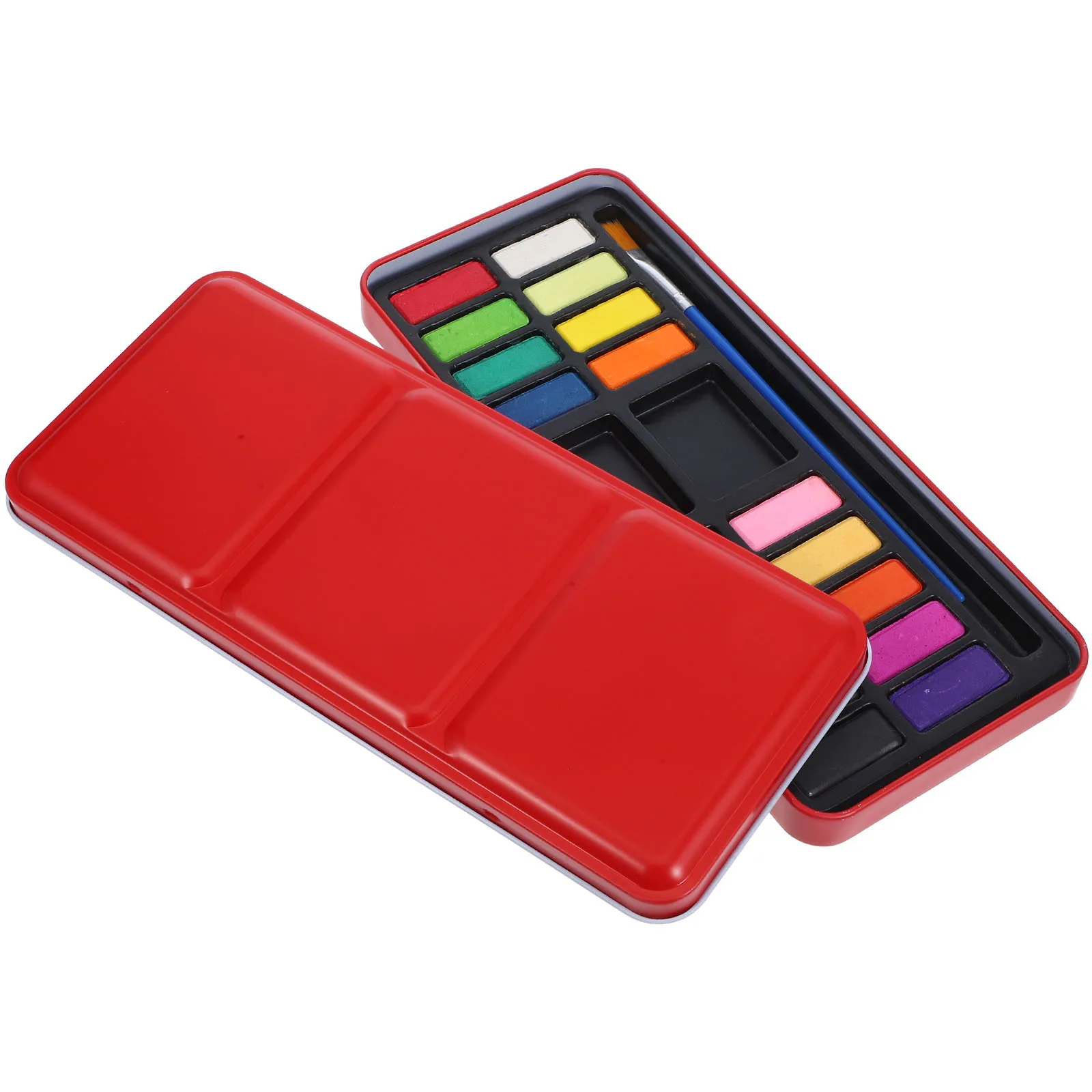

Watercolor Paint Set 18 Colors Solid Portable Travel Kit Longlasting Pigments for Artists Drawing Journaling Watercolor Tin Set