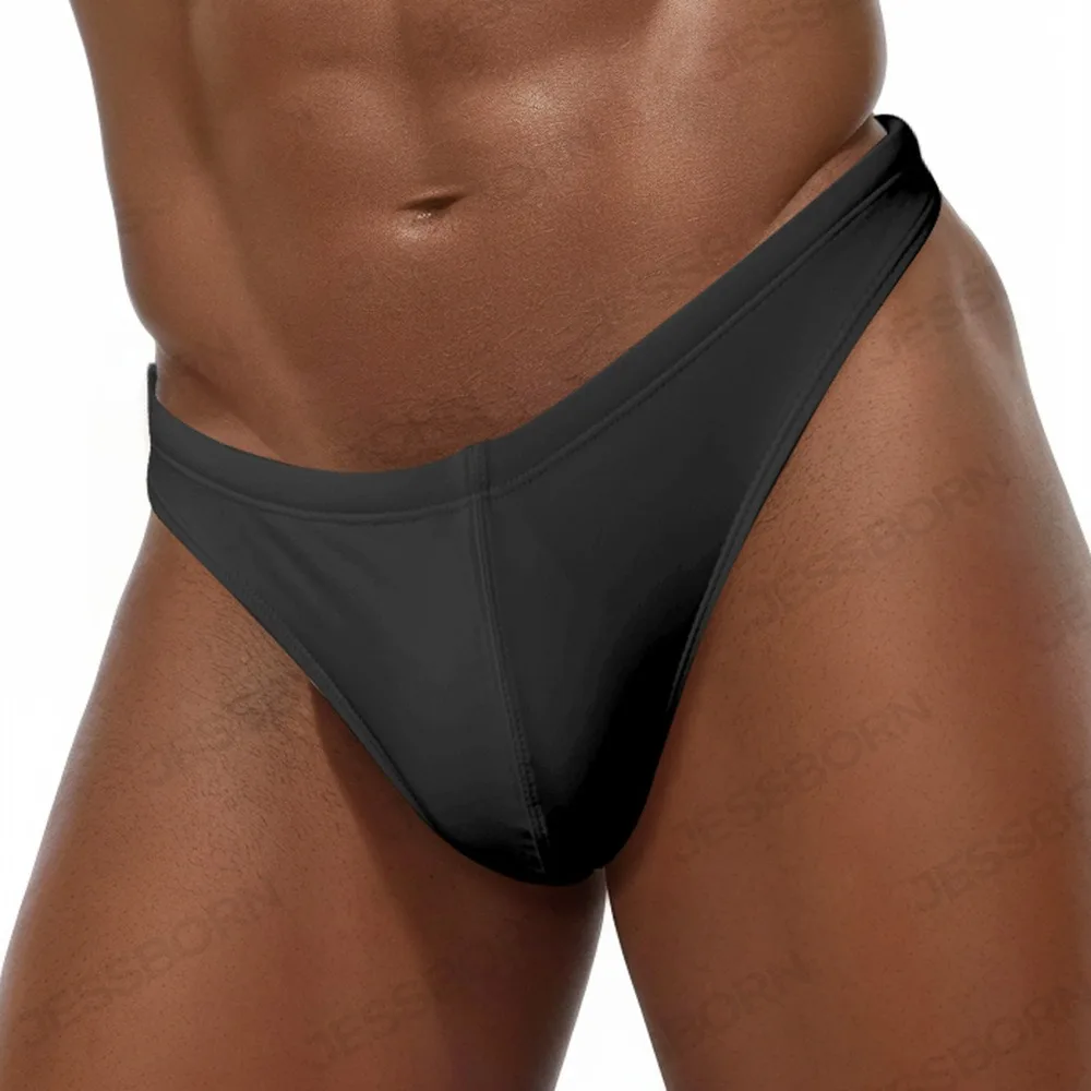 A variety of fashionable men's thong swimming trunks Solid color ultra-low waist trendy men's beach buttocks T-pants 10103-10115