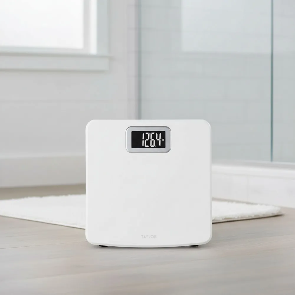 

Цифровые весы для ванной комнаты, емкость 400 фунтов, дисплей с легким считыванием, серебряная рама, прочная платформа