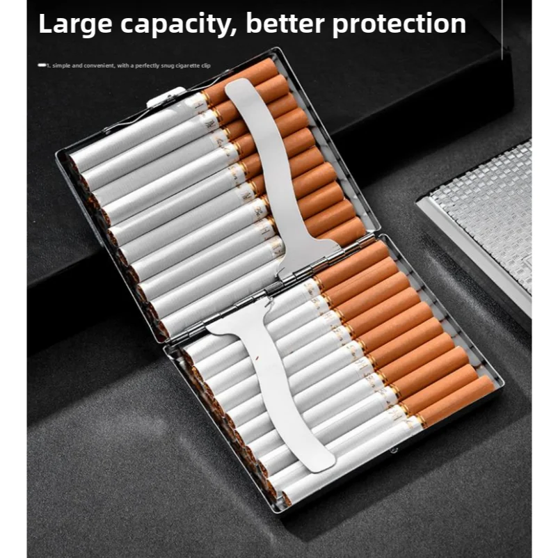 

1pcs Silver Portable Metal Cigarette Case for 20 Cigarettes Flip Open Cigarette Storage Box Holder Travel Outdoor Smoking Tools