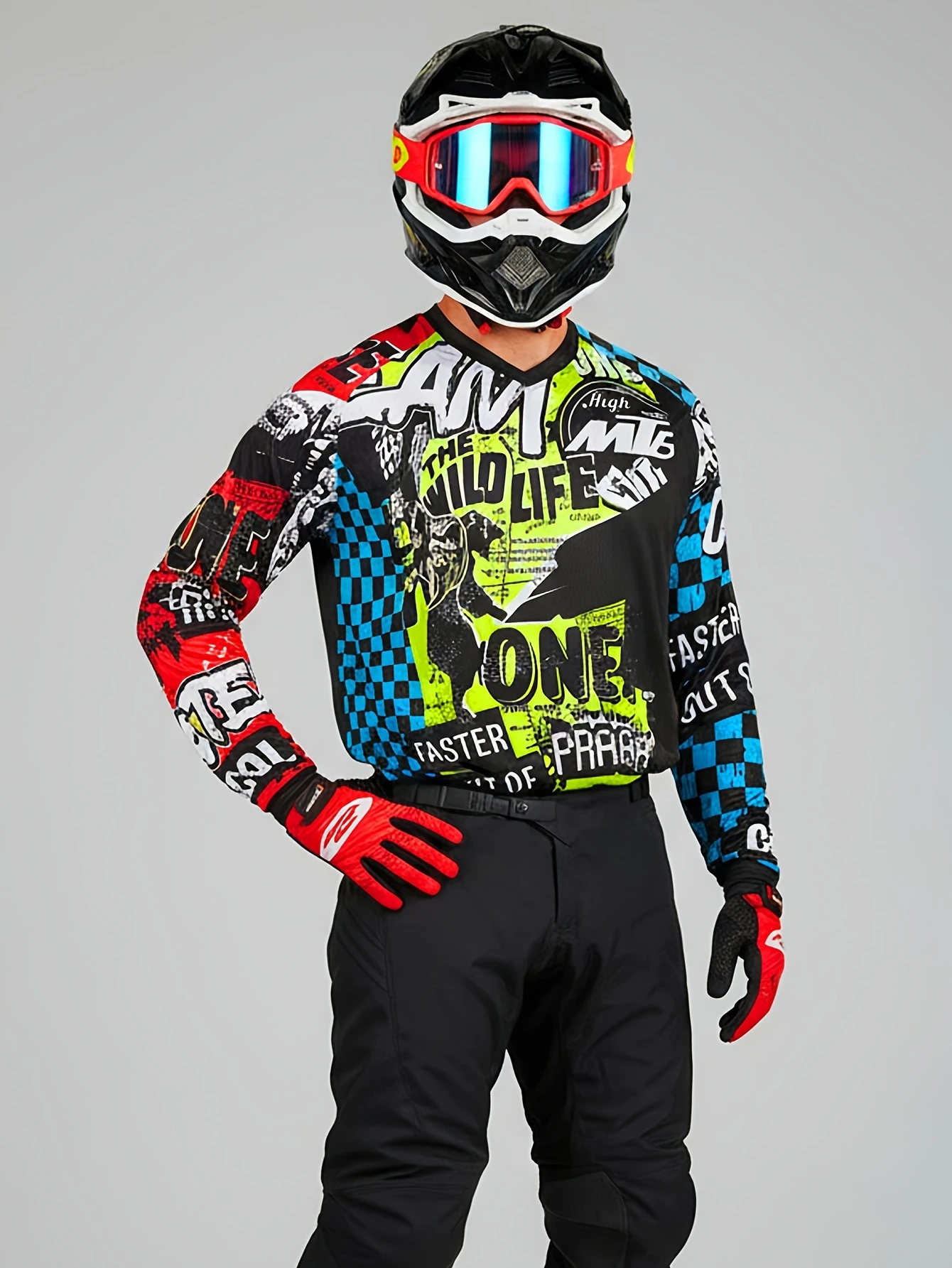 Graffiti MTB Motocross Long Sleeve Jersey Family Matching Off Road Dirt Bike Racing Sports Printed Casual Outdoor Riding Top