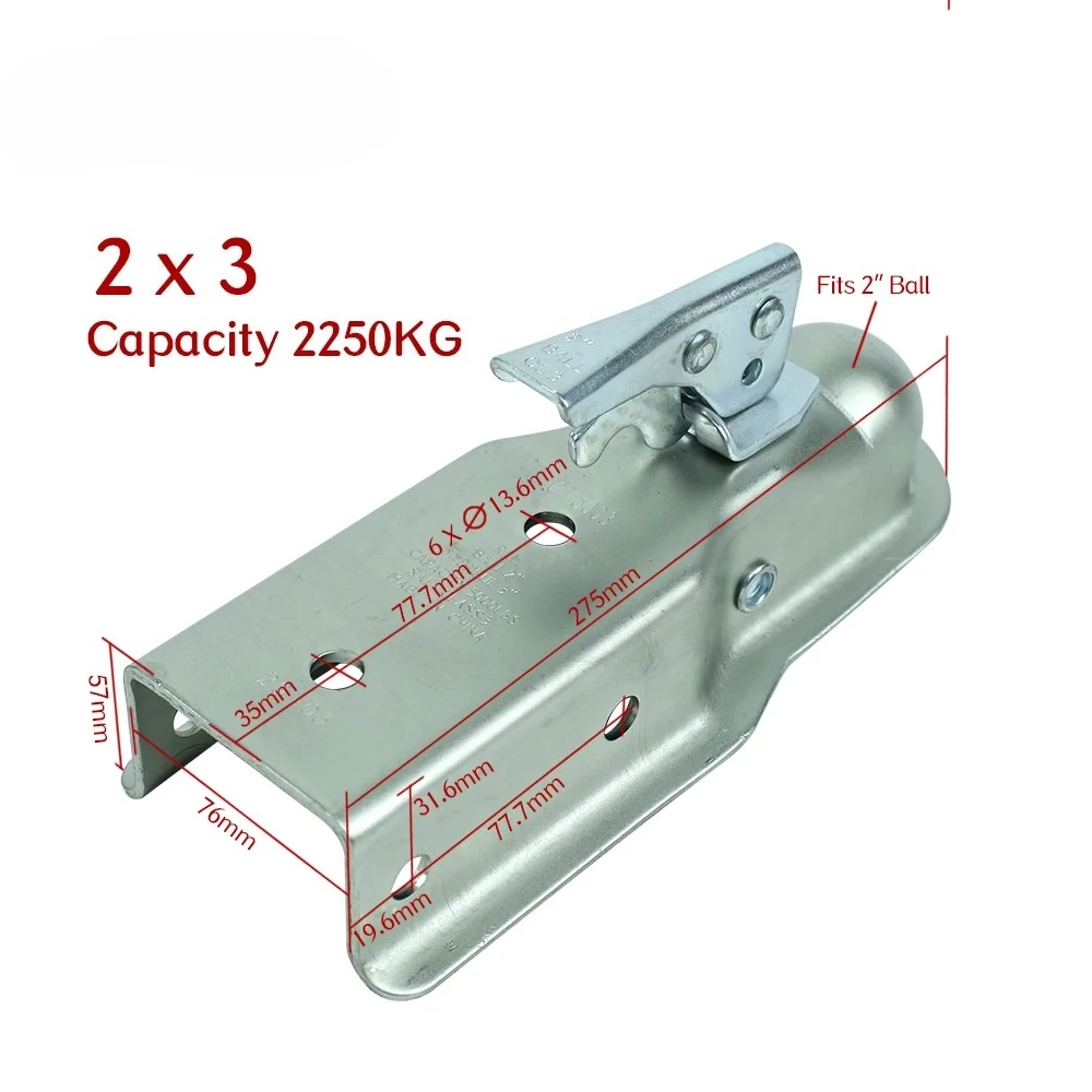2 X 3 Inch 5000 Lbs Trailer Coupler Hitch Ball Coupling Straight Tongue RV Parts Camper Caravan Accessories