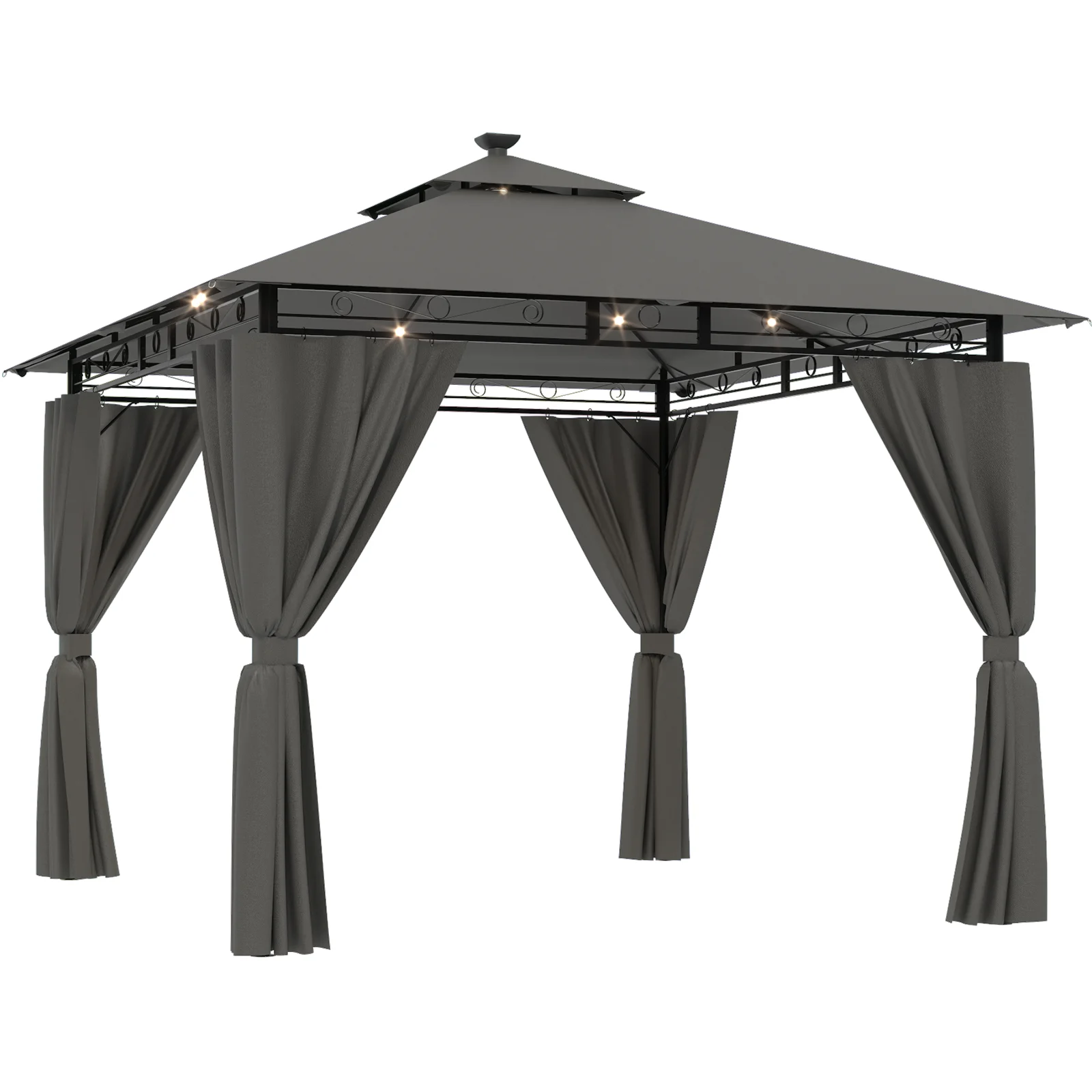 Devoko 3x3m Buiten LED Licht Paviljoen Waterdicht Zonbestendig Dubbel Dak Tuin Overkapping - afbeelding 2