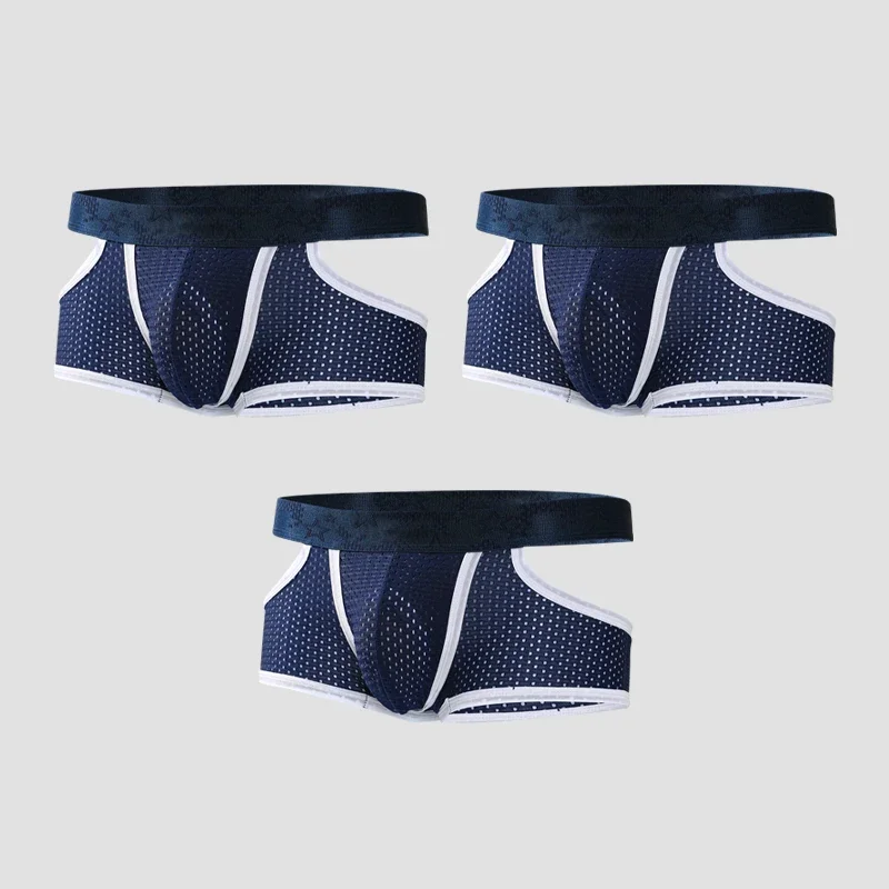 

3PCS Men's Ice Silk Gunpowder Style Separated Four-Sided Breathable Mesh Summer Lightweight Sports Shorts