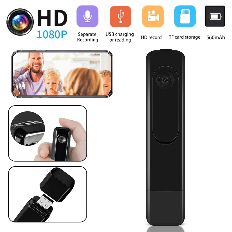 1080P HD Mini Video Pen Camera Back Clip Mini Camera Portable Recording Video Camera Voice Recorder Business Conference Monitor