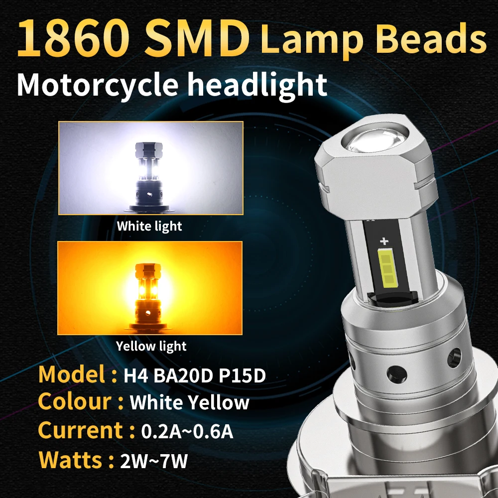 1pcs H4 Led Canbus No Error Motorcycle Headlight Bulb Hi/Lo Beam 1800LM 6000K White BA20D P15d Led Motorcycle Lights Headlamp