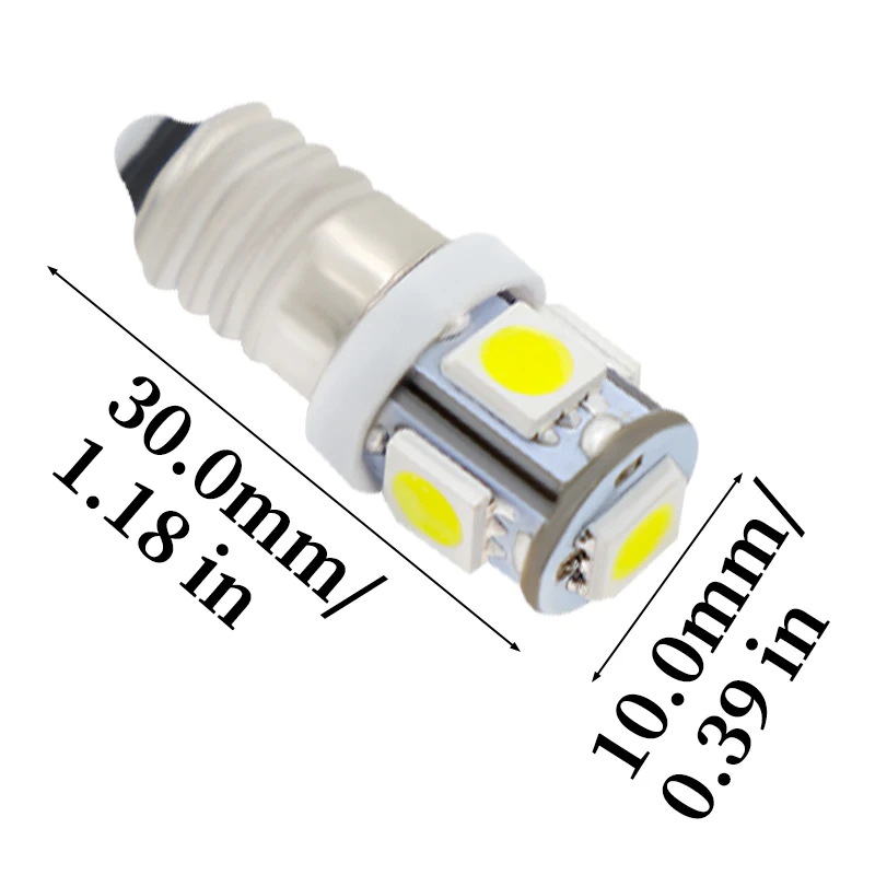 10piece AC E10 3v 6v 9v 12V 24V 5SMD 5050 LED flashlight torch bulbs led flashlight bulb light Head lamp bulb 3000K 6000K